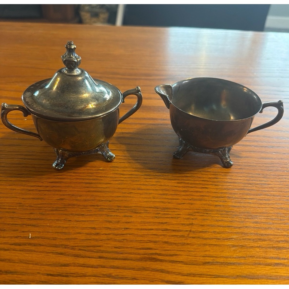 Vintage Silver Plated Creamer and Sugar Bowl Set International Silver Co